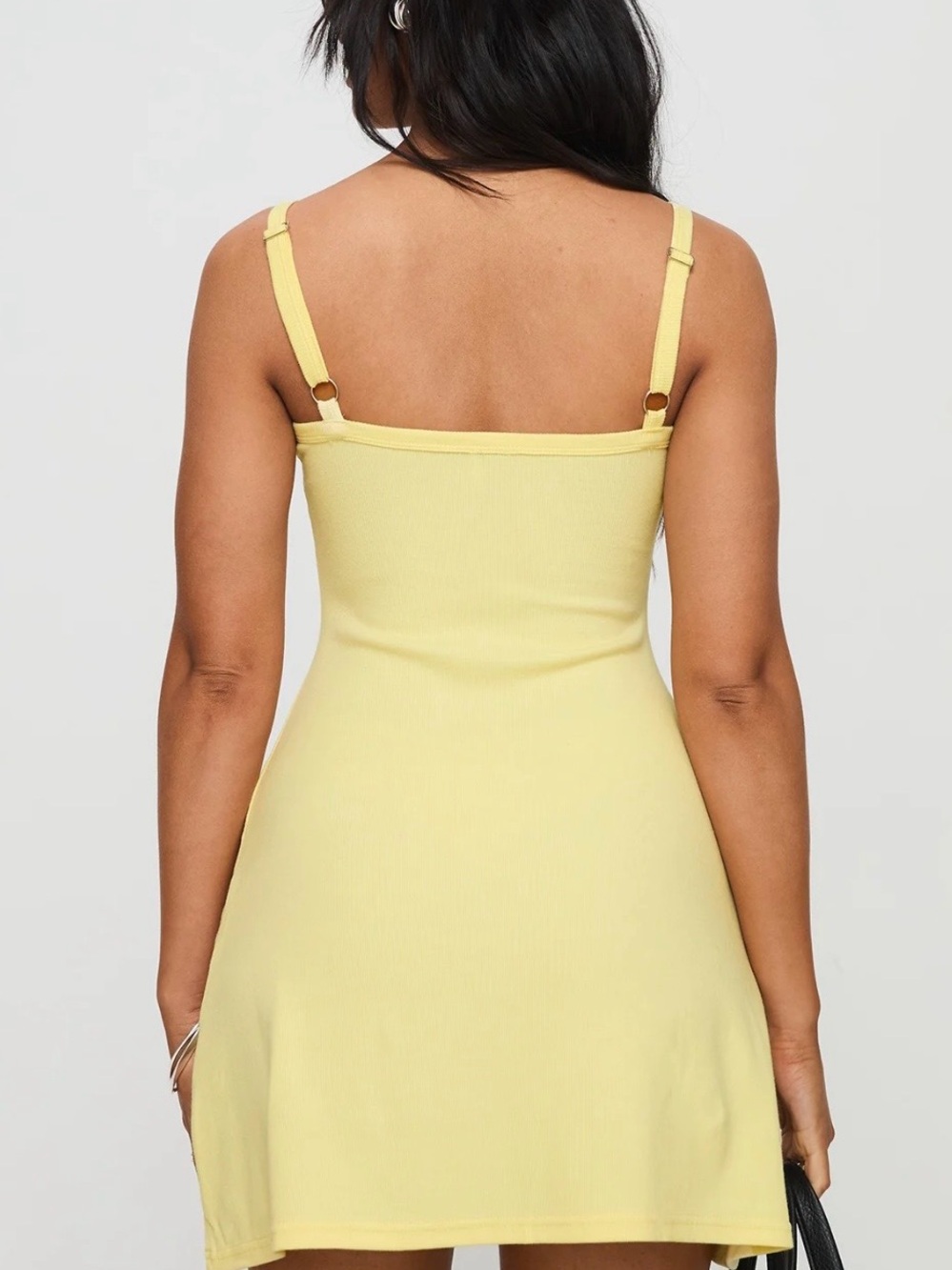 Sunny Yellow Ribbed Tank Mini Dressšš» - Picture 3 of 4
